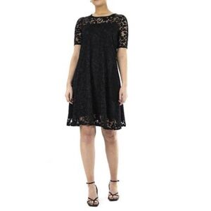 NWOT Nina Leonard Black Floral Lace Mini Dress